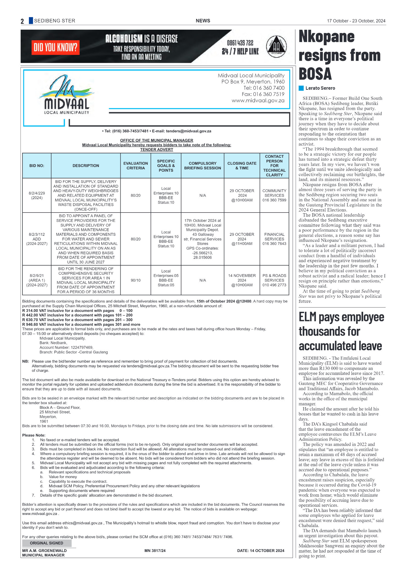 Sedibeng Ster NEWS 17 October – 23 October, 2024 page 2