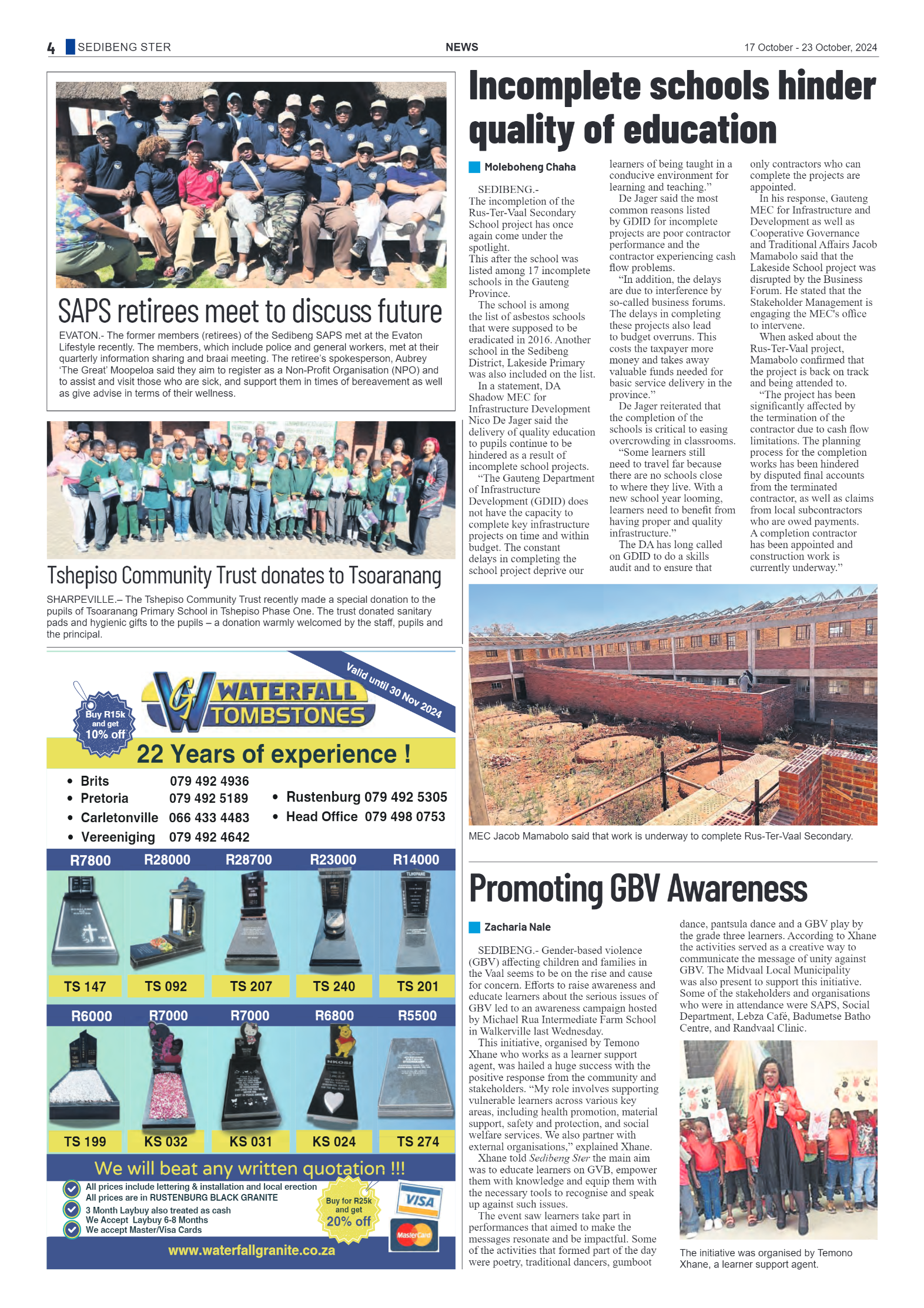 Sedibeng Ster NEWS 17 October – 23 October, 2024 page 4