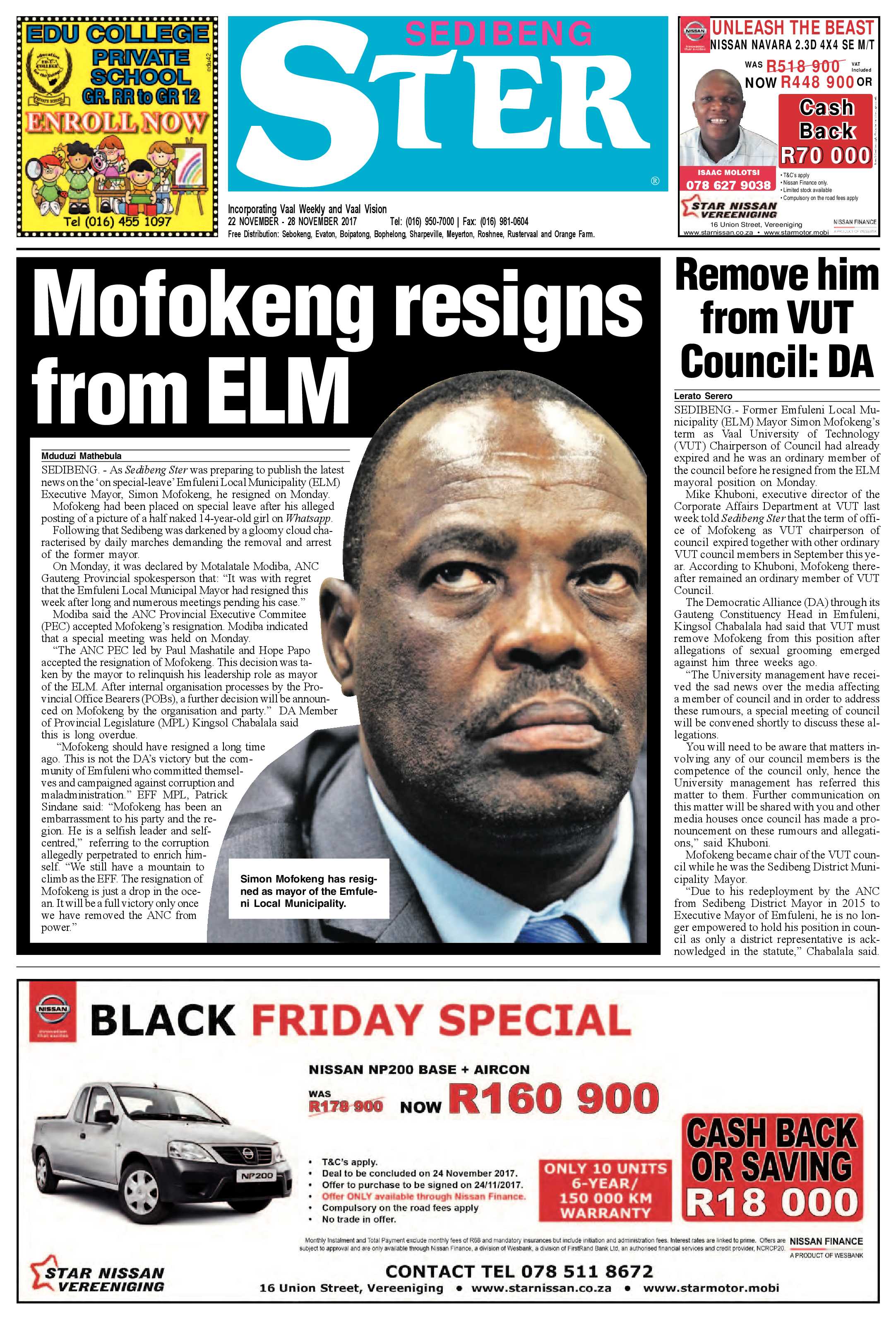 Sedibeng Ster 22 – 28 November 2017 page 1
