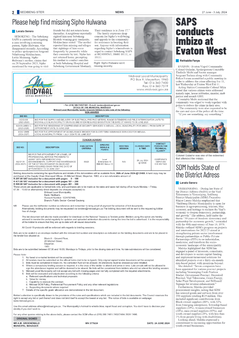 Sedibeng Ster 27 June – 3 July, 2024 page 2