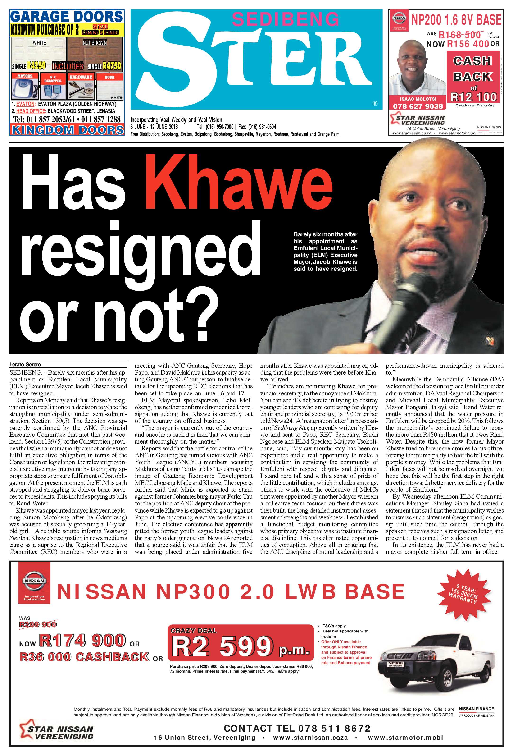 Sedibeng Ster 6 – 12 June 2018 page 1