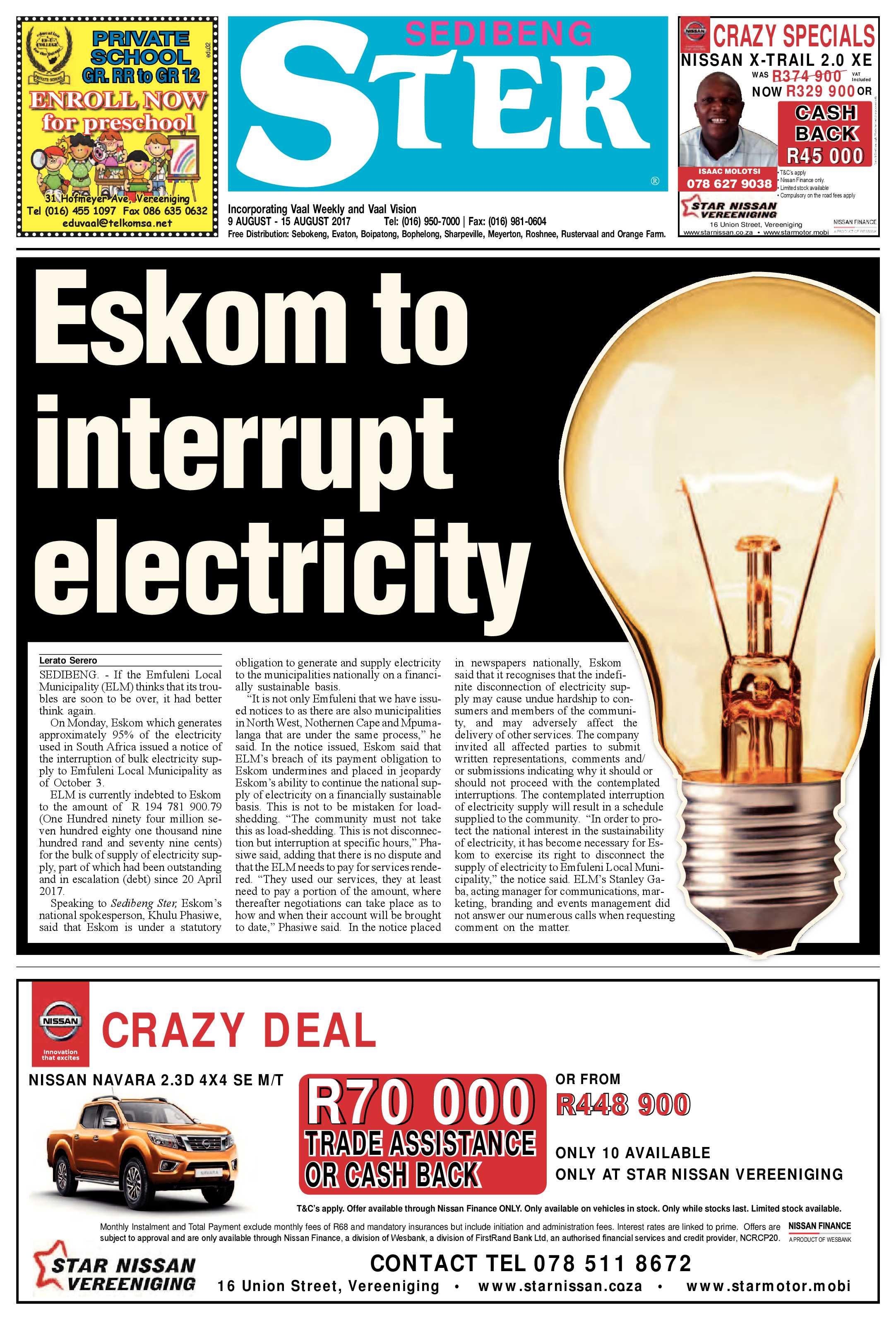 Sedibeng Ster 9 – 15 August 2017 page 1