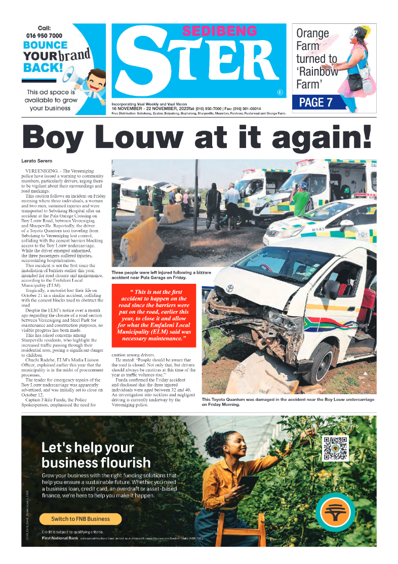 Sedibeng ster 16 November – 22 November, 2023 page 1