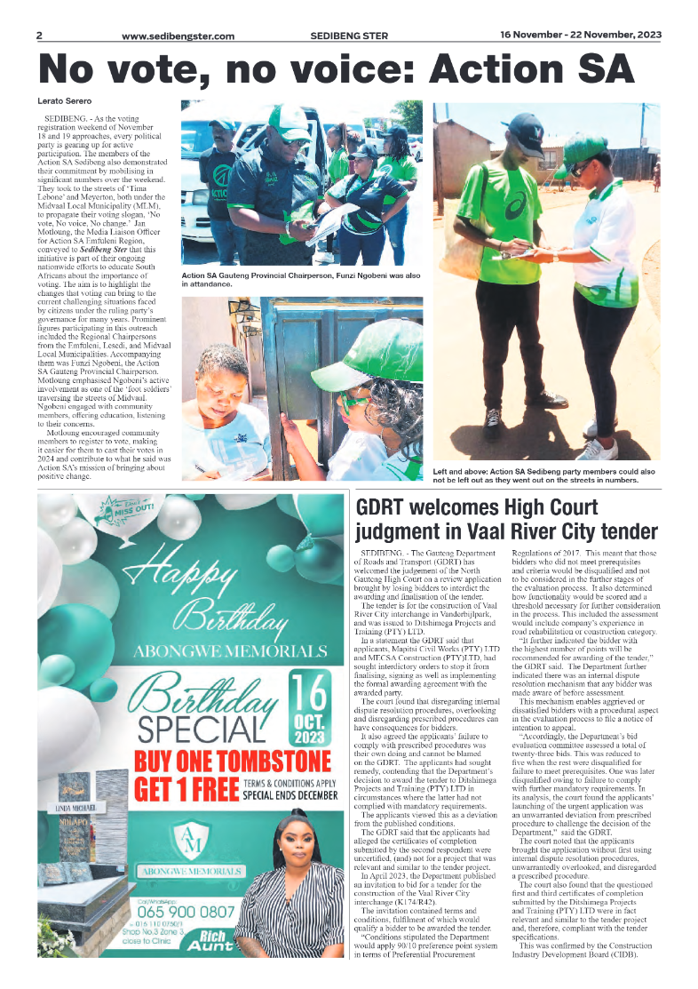 Sedibeng ster 16 November – 22 November, 2023 page 2