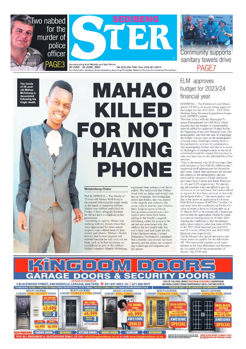 Sedibeng ster 20 June – 26 June, 2023 page 1
