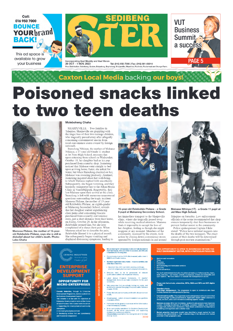 Sedibeng ster 26 Oct – 1 Nov, 2023 page 1