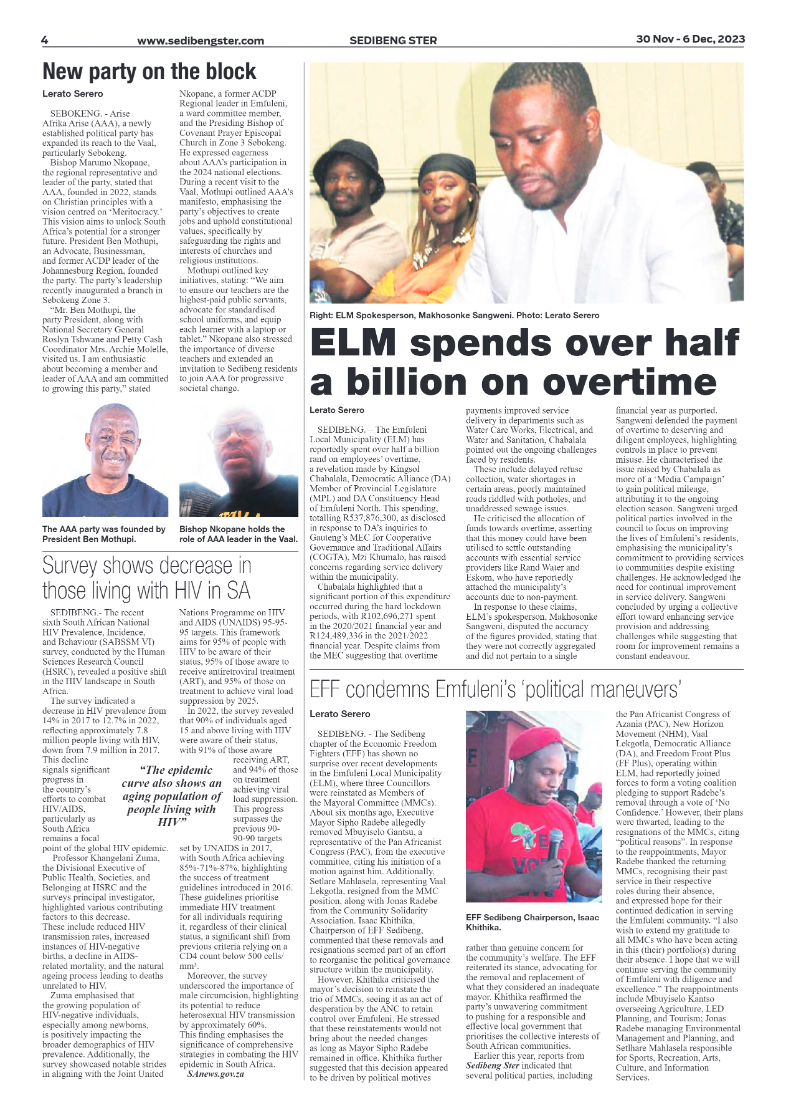 Sedibeng ster 30 Nov – 6 Dec, 2023 page 4