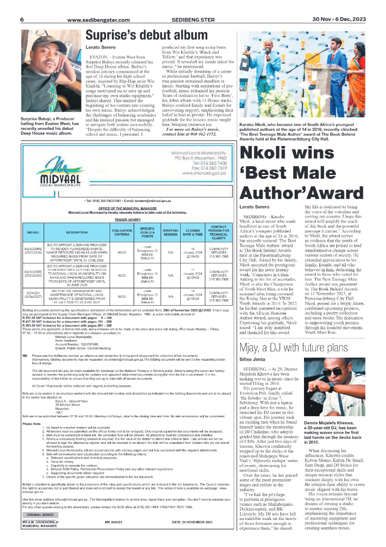 Sedibeng ster 30 Nov – 6 Dec, 2023 page 6