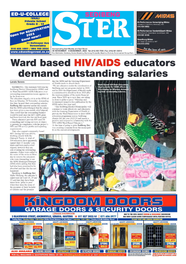 Sedibeng ster 30 November – 6 Desember 2022 page 1