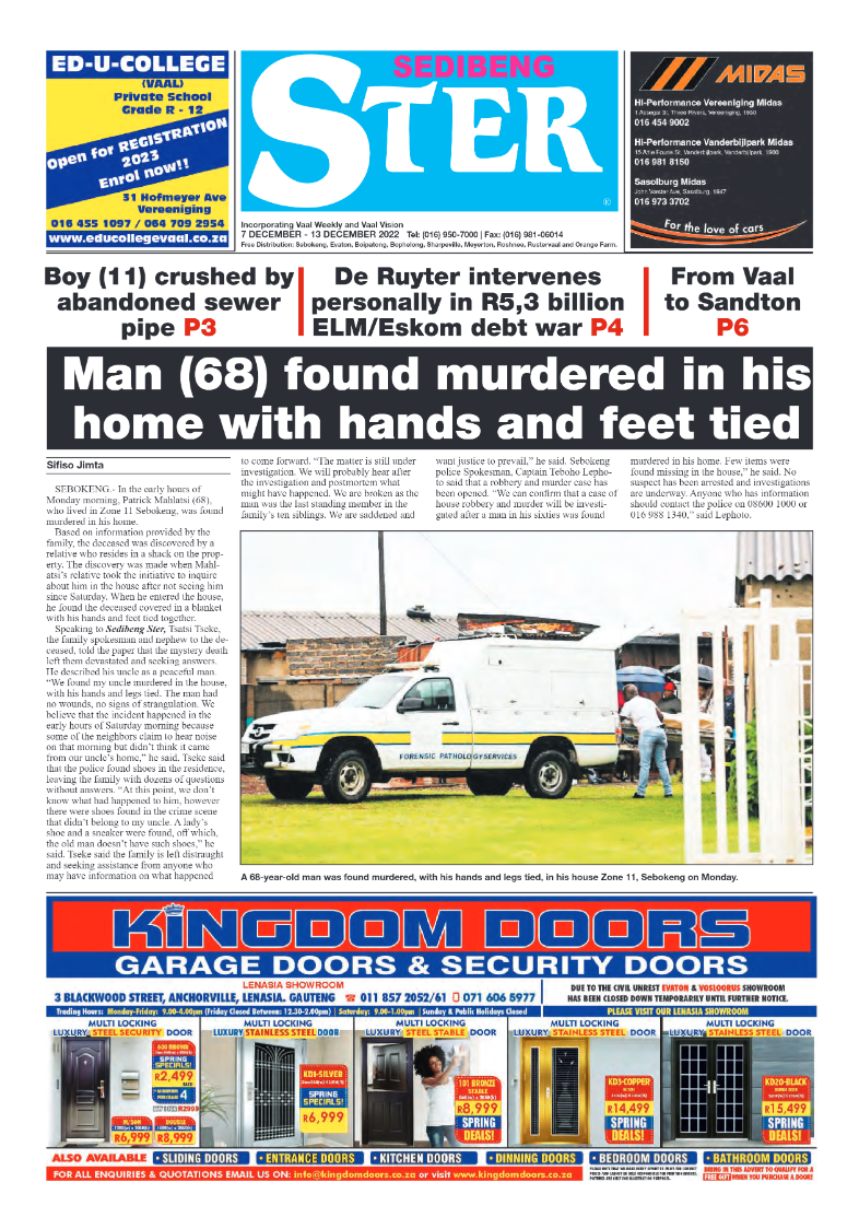 Sedibeng ster 7 Desember – 13 Desember 2022 page 1